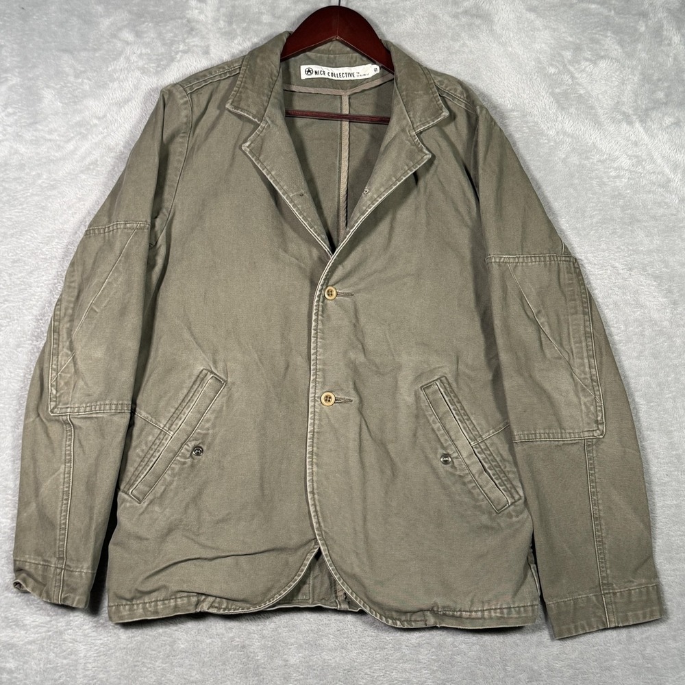 Nice Collective Military Utility Jacket Mens S Olive Canvas Workwear‎ Blazer USA
